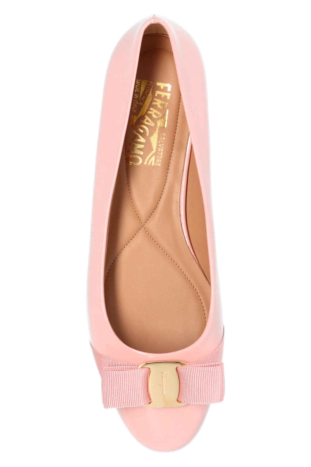 salvatore Grigio Ferragamo ‘Varina’ leather ballet flats